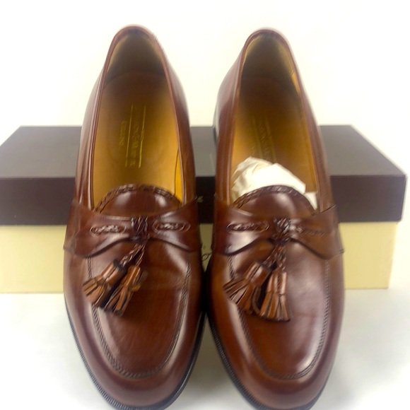 Johnston & Murphy Italian Carrano Brown Leather Tassel Loafers -Chestnut color - Picture 1 of 7